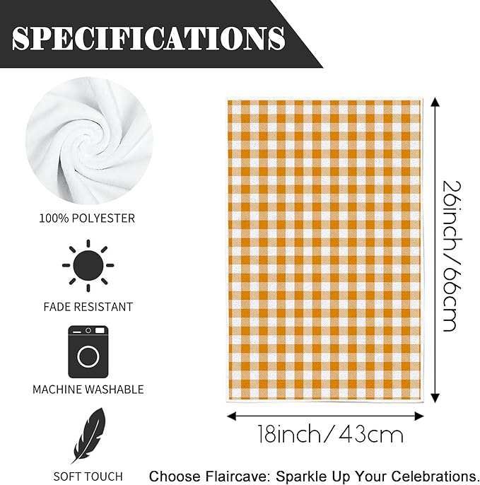 Fall Buffalo Plaid Kitchen Towels Farmhouse Gingham Dish Towel Pastel Orange Checkered Decor Happy Fall Decorations for Home Party