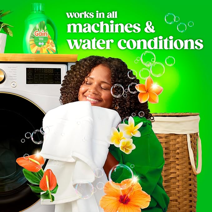 Gain Liquid Laundry Detergent with Odor Defense, Island Fresh Scent, Laundry Soap For HE Washing Machines, 132 fl oz, 100 Loads (Packaging May Vary)