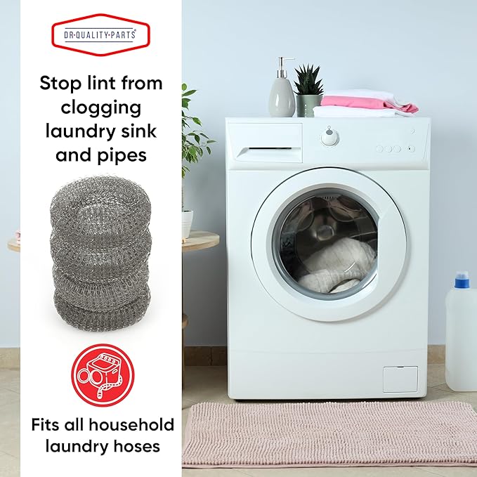 Washing Machine Lint Trap – Stainless Steel Hose Filter, Mesh Drain Catcher, Washer Sock Lint Remover, Rust-Free Snare Laundry Filter with Nylon Cable Ties, 29cmx6.5cm – 12-Pack