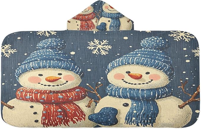 Blueangle Kids Bath Towel Wrap - Cute Cartoon Snowmen Hooded Kids Towel - Super Soft Absorbent Quick Dry Toddler Shower Pool Beach Towel #1