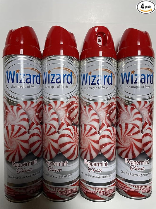 Wizard The Magic of Fresh | Odor Neutralizer & Air Freshener - 10 Oz. Peppermint twist (Pack of 4) (Packaging May Vary)