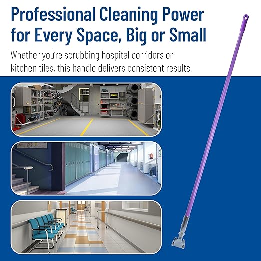 SPARTA Jaw Clamp Dust Mop Handle, Floor Dust Mop Frame Handle, Gripper Holder with Clip-On Connector for Floor Cleaning, Janitorial Supplies, Commercial Use, 60 Inches, Purple