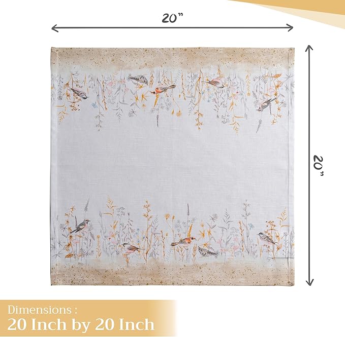 Maison d' Hermine 100% Cotton Cloth Napkins Set of 4 Everyday Reusable Square Napkins Cloth Washable Dinner Party Wedding Restaurant Hotel Kitchen Spring Summer (Meadow Florals - Beige, 20" x 20")