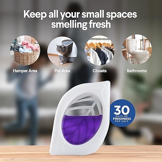 Clorox Fraganzia Small Rooms Air Freshener, Lavender with Eucalyptus - Peel & Place, No-Plug, Battery-Free for Closets, Laundry Room, Entry Way, Bathroom, 0.25 Fl Oz Each, 2 Count