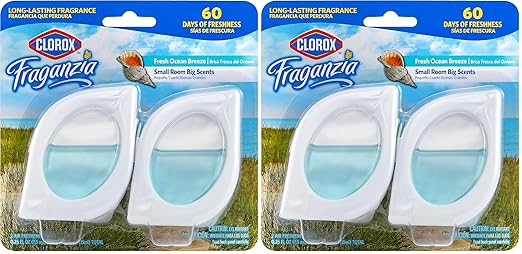 Clorox Fraganzia Small Room Air Freshener in Fresh Ocean Breeze, 2ct | Peel & Place Air Freshener, No-Plug, Battery-Free for Closets, Laundry Room, Entry Way, Bathroom, Locker, 2 Units