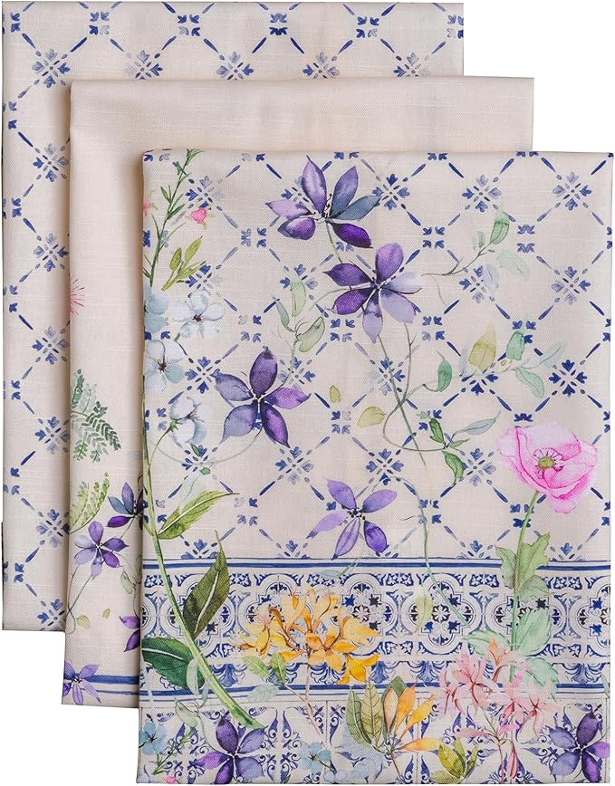 Maison d' Hermine Kitchen Towels Set of 3 100% Cotton 27.50" x 20" Reusable Cloth Tea Dish Towels Absorbent with Hanging Loop for Kitchen Farmhouse Hotel Spring Summer - Faience