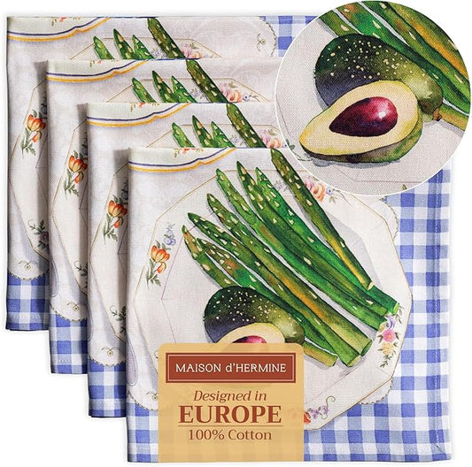 Maison d' Hermine 100% Cotton Cloth Napkins Set of 4 Everyday Reusable Square Napkins Cloth Washable Dinner Party Wedding Restaurant Hotel Kitchen Spring Summer (Gourmand, 20" x 20")