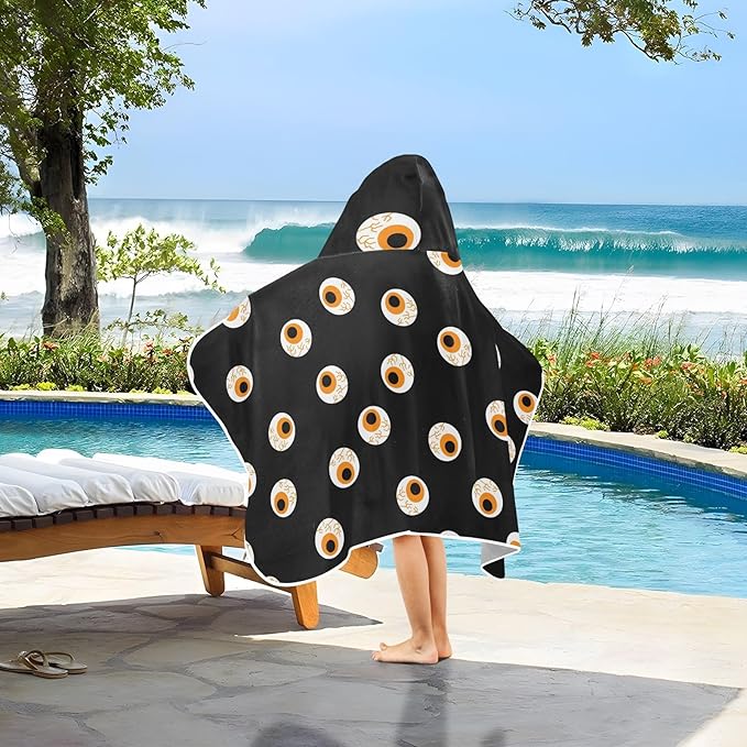 susiyo Kids Hooded Bath Towel Zombie Eye Beach Towel for Kids 23.5 x 50 Inch Microfiber Soft Absorbent Quick Dry Bath Swim Pool Towel Wrap Poncho Bathrobe with Hood for Kids Toddler