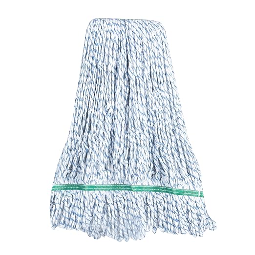 Restaurantware-MOP HEAD ONLY: Clean Tek Professional 24 Ounce Wet Mop Head, 1 Looped End Finish - Handle Sold Separately, 1.25 Inch Headband, Cotton Blend Blue Replacement, Reusable