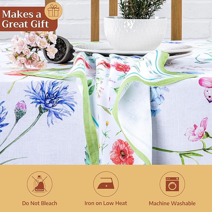 Maison d' Hermine 100% Cotton Cloth Napkins Set of 4 Everyday Reusable Square Napkins Cloth Washable Dinner Party Wedding Restaurant Hotel Kitchen Spring Summer (Just Floral, 20" x 20")