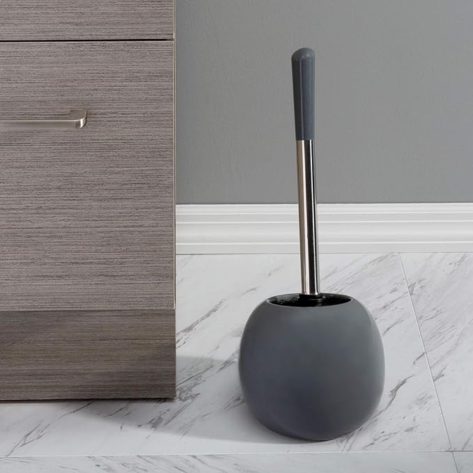 Bath Bliss Ceramic Dome Toilet Brush & Holder in Grey