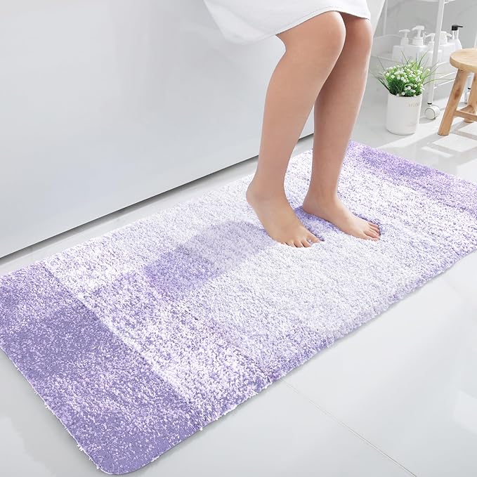 OLANLY Bathroom Runner Rugs Mat 44x24, Extra Soft Absorbent Microfiber Bath Rug, Rubber Backing, Quick Dry, Washable Long Bath Mats for Bathroom, Tub and Shower, Home Decor Accessories, Light Purple