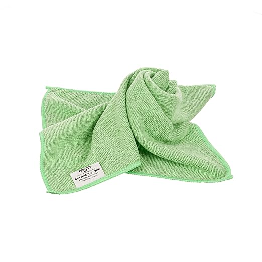 Unger Commercial MicroWipe™ 200 Ultralite Microfiber Cleaning Cloth, 16" x 16", Green, 10-Pack – Ideal for Light-Duty Dusting and Damp Cleaning ME400
