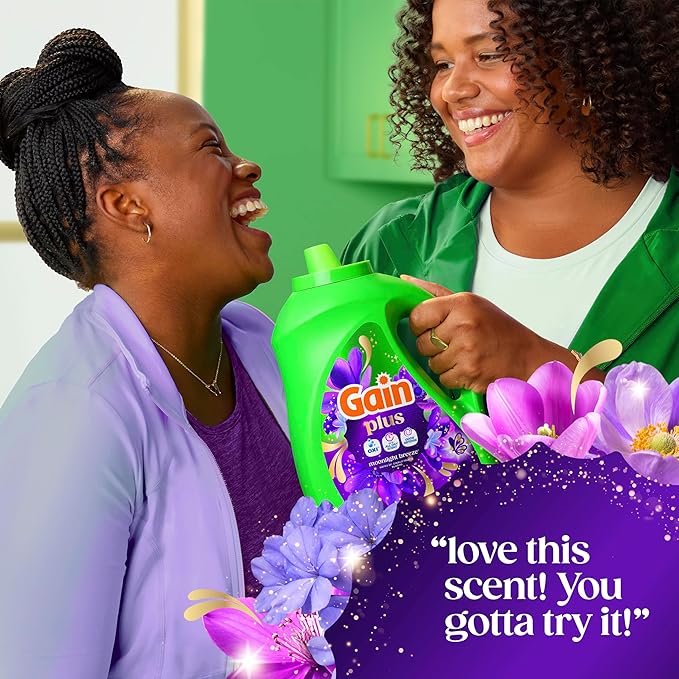 Gain Plus Liquid Laundry Detergent, Cleaner, Fresher, Now with Oxi, Moonlight Breeze Scent, 170 fl oz, 129 Loads