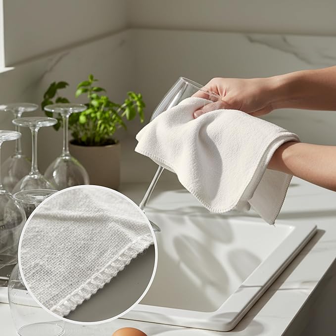Flour Sack Shop Towels, Natural Cotton Cleaning Towels 14" x 12", Pack of 6 Reusable Absorbent Towels for Garage, Automotive, Workshop, Kitchen Cleaning, Polishing, Dusting & Multi-Purpose Use