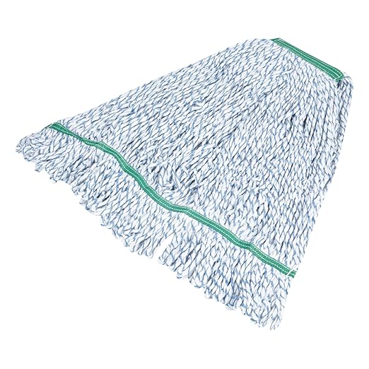 Restaurantware-MOP HEAD ONLY: Clean Tek Professional 24 Ounce Wet Mop Head, 1 Looped End Finish - Handle Sold Separately, 1.25 Inch Headband, Cotton Blend Blue Replacement, Reusable