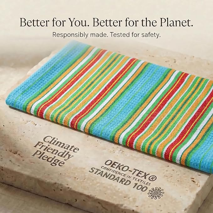 Urban Villa Kitchen Towels 100% Cotton Dish Towels for Kitchen(Set of 8)20”x30” Dish Cloths Highly Absorbent Kitchen Linen Set with Hanging Loop Perfect for Drying Dishes Cleaning Towels -Multi Color