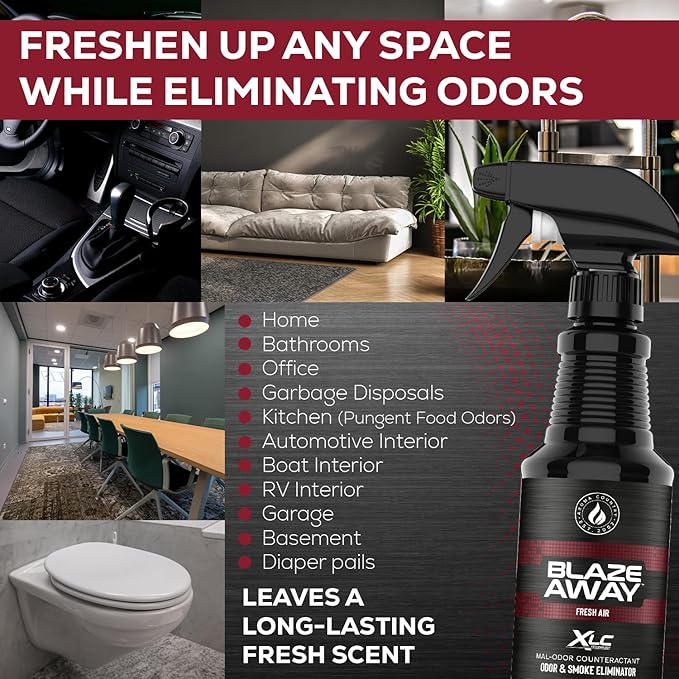 Blaze Away Commercial Air Freshener & Odor Eliminator for Strong Odor - Industrial-Grade Room Spray & Room Deodorizer for Home, Car, Smoke & Pet Odors - Long-Lasting Odor Absorber, Room Fresheners