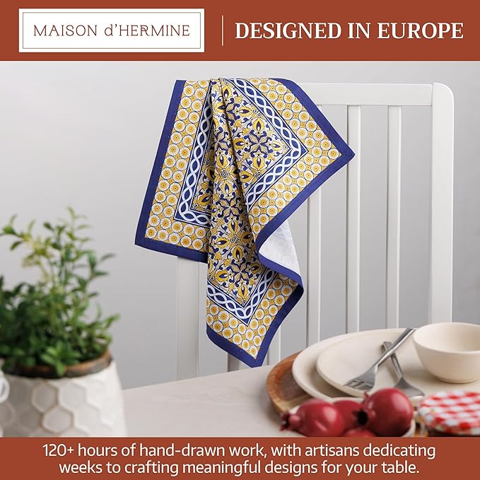 Maison d' Hermine 100% Cotton Cloth Napkins Set of 4 Everyday Reusable Square Napkins Cloth Washable Dinner Party Wedding Restaurant Hotel Kitchen Spring Summer (Ceramic, 18" x 18")