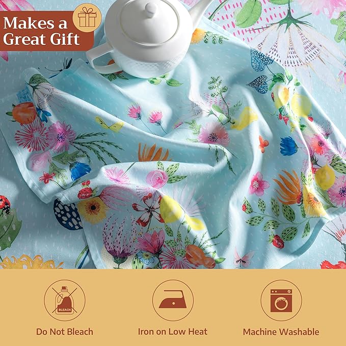 Maison d' Hermine 100% Cotton Cloth Napkins Set of 4 Everyday Reusable Square Napkins Cloth Washable Dinner Party Wedding Restaurant Hotel Kitchen Spring Summer (Jardin D'Ete - Mint, 20" x 20")