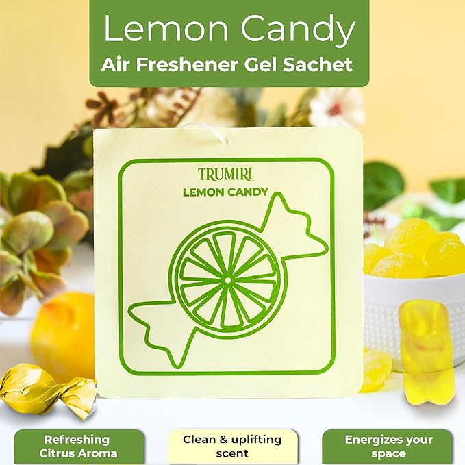 Lemon Candy - Room Deodorizer Gel Odor Eliminator For Home - Pack Of 3 - Bathroom Air Freshener Odor Absorber - Closet Deodorizer - Non Plug In Strong Scent For Kitchen Trash Basement Shoe Rack
