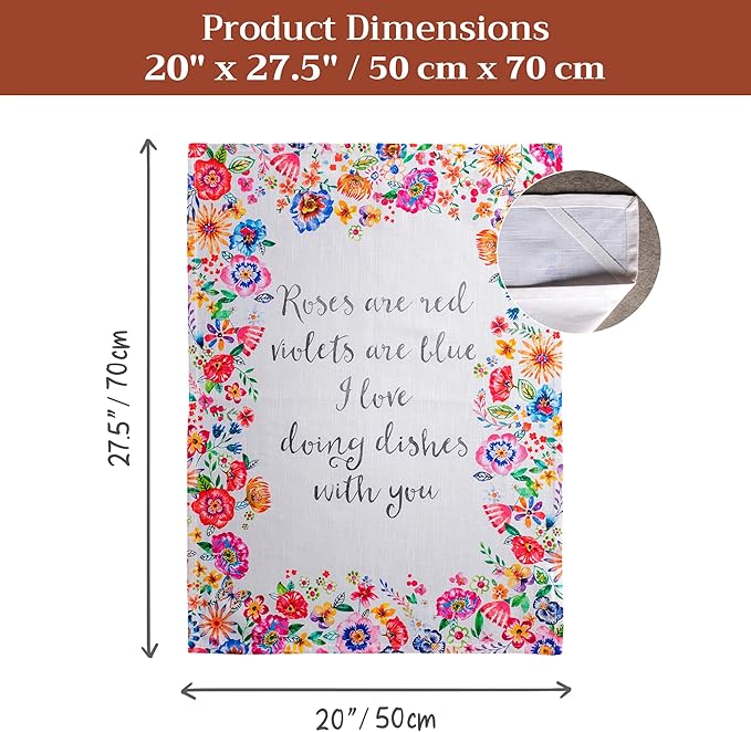 Maison d' Hermine Kitchen Towels Set of 3 100% Cotton 27.50" x 20" Reusable Cloth Tea Dish Towels Absorbent with Hanging Loop for Farmhouse Hotel Spring Summer - Happy Florals - High Summer