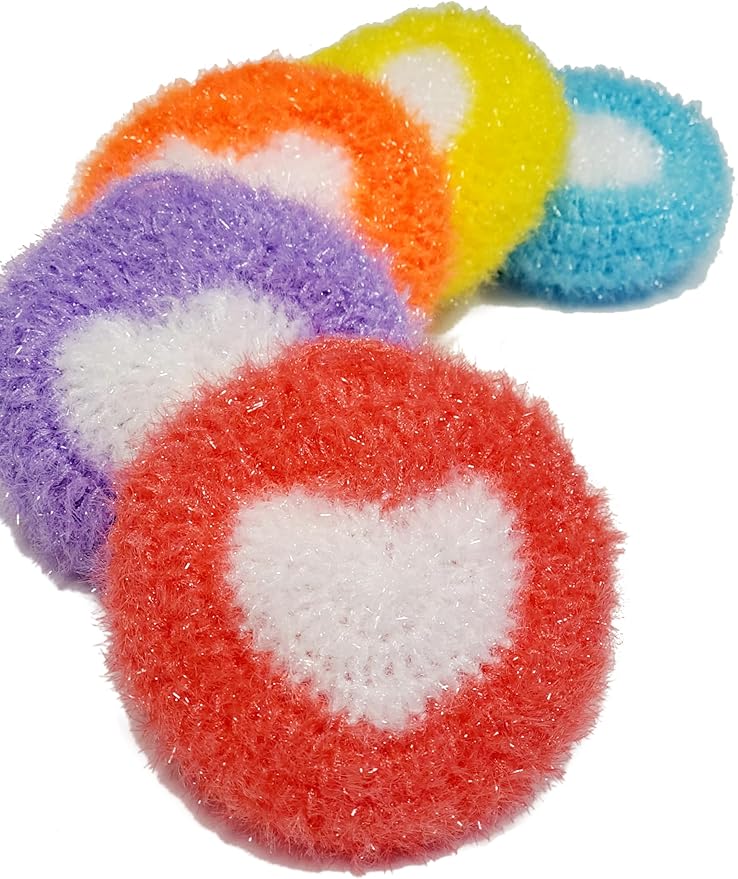 100% Handmade Crochet Heart Round Design Dish Scrubber Scrubbies 3 Set