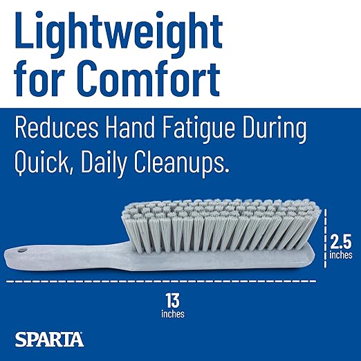 SPARTA 8 Inch Soft Counter Brush with Polyester Bristles and 5 Inch Handle, Color Coded Handheld Broom for Tables Countertops and Foodservice Surfaces, 13 Inch Overall Length, Gray, Pack of 6