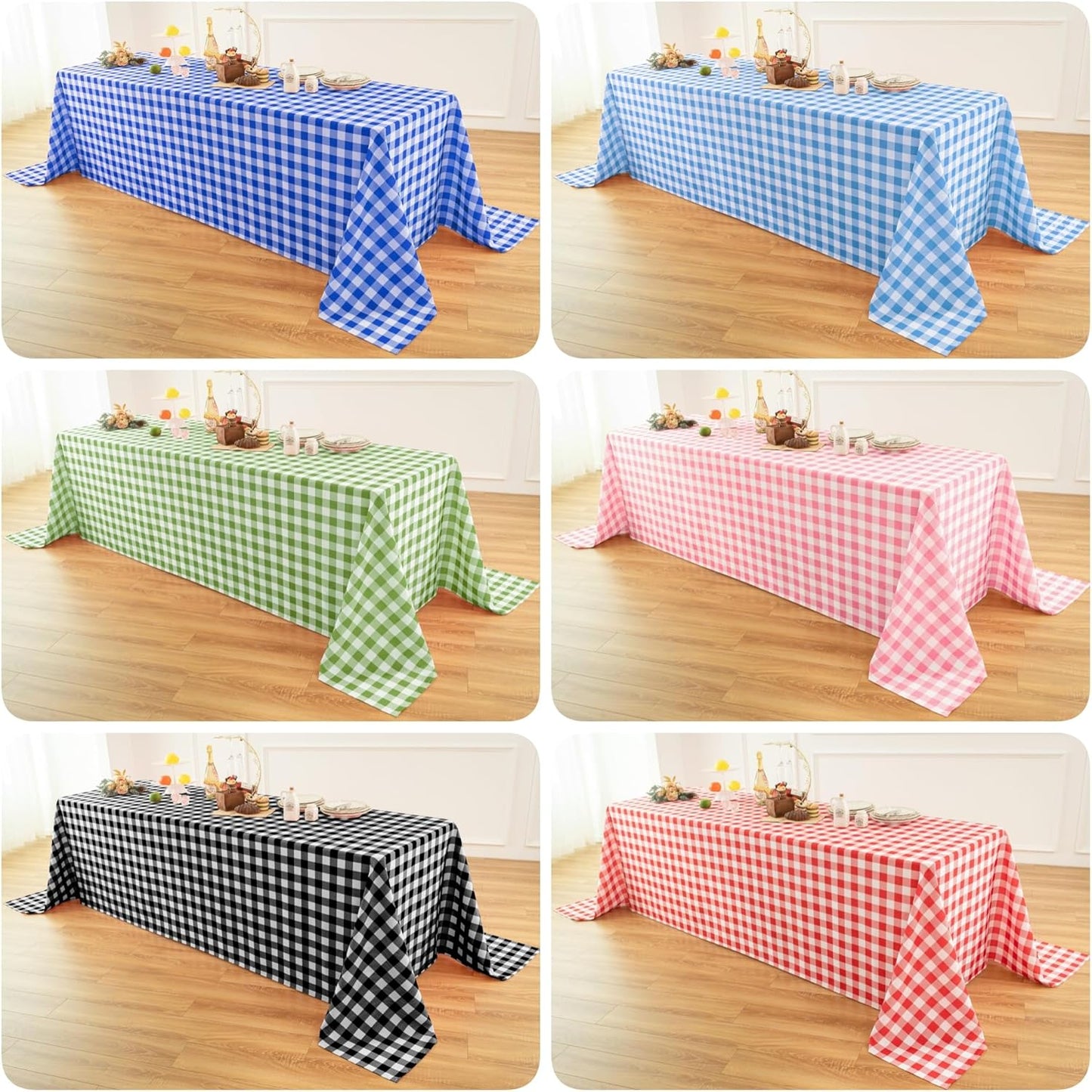 Classic Gingham Buffalo Tablecloth Fabric - Oblong 90x132 Inch Water Proof Checkered Table Cloth for Indoor Outdoor - Table Cover for Birthday, Picnics, BBQs, and Parties