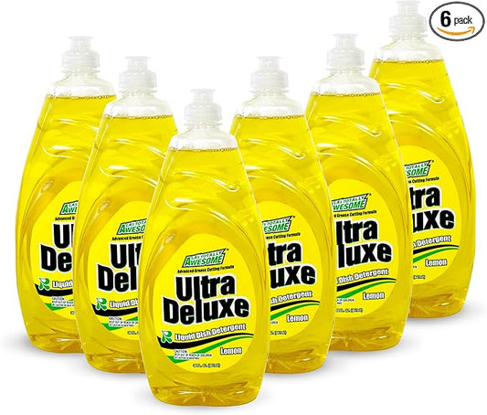 La's Totally Awesome Dish Soap Liquid – Lemon Scent (30 fl oz, Pack of 6) – Grease-Fighting Dishwashing Liquid from Awesome Cleaner Brand