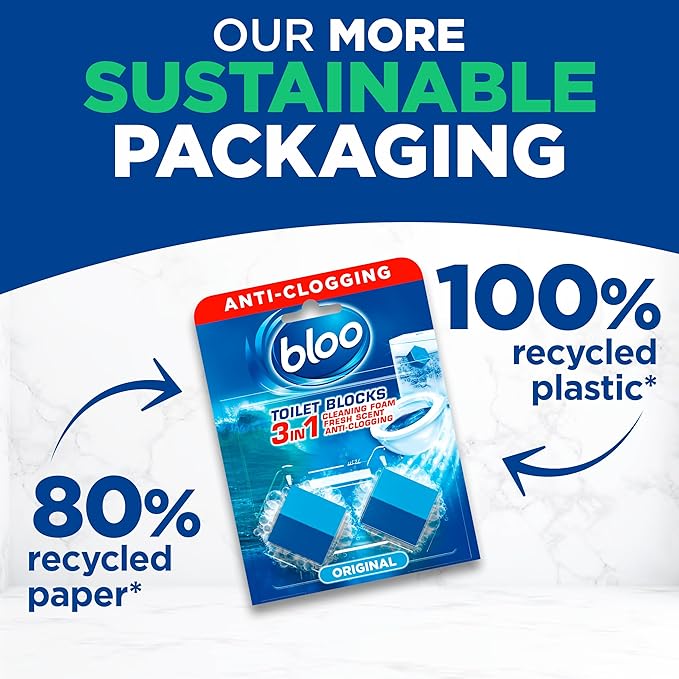 Bloo 2in1 in-Cistern Toilet Blocks Original 50g Limescale Remover Cistern, Cleaning, Foaming Action and Fresheners