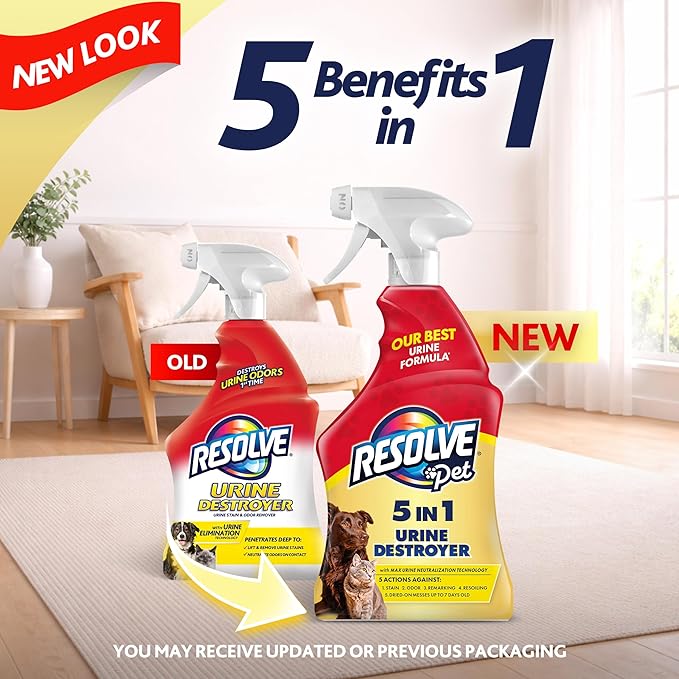Resolve Pet Specialist Urine Destroyer Carpet Cleaner Spray – Urine Eliminator for Pet Stains & Odors Up to 7 Days Old, 22oz