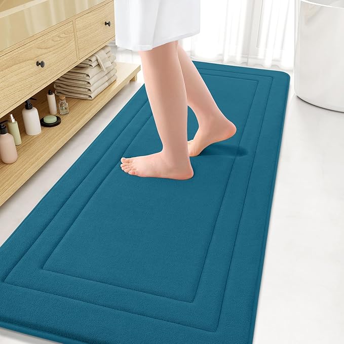 Arotive Memory Foam Bathroom Rug Mat 70x24, Ultra Soft and Absorbent Bath Mat, Machine Wash Dry, Comfortable Bath Rug Carpet for Bathroom Floor, Tub and Shower, Peacock Blue