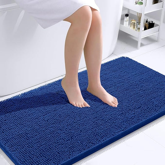 OLANLY Bathroom Runner Rugs 44x24, Soft Absorbent Chenille Bath Rugs, Rubber Backing Quick Dry, Machine Washable Long Bath Mats for Bathroom Floor, Tub and Shower, Home Decor Accessories, Royal Blue