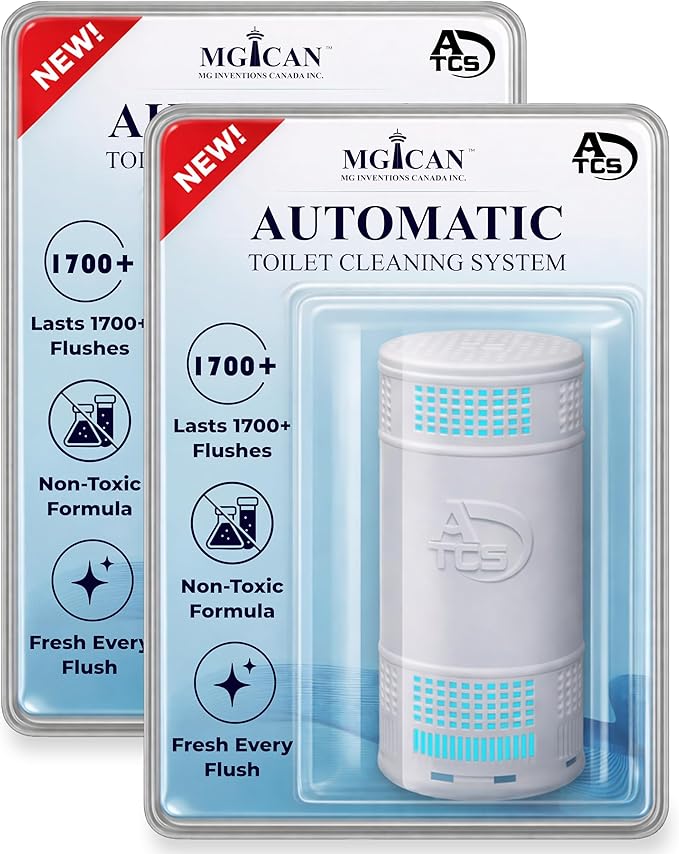 MGICAN Patented Automatic Toilet Bowl Cleaner System (ATCS) 1700+ Flushes - Non Toxic Toilet Bowl Cleaners for Hard Water Stains - UL-Certified Toilet Cleaner 1 Year Supply (2 Pack)