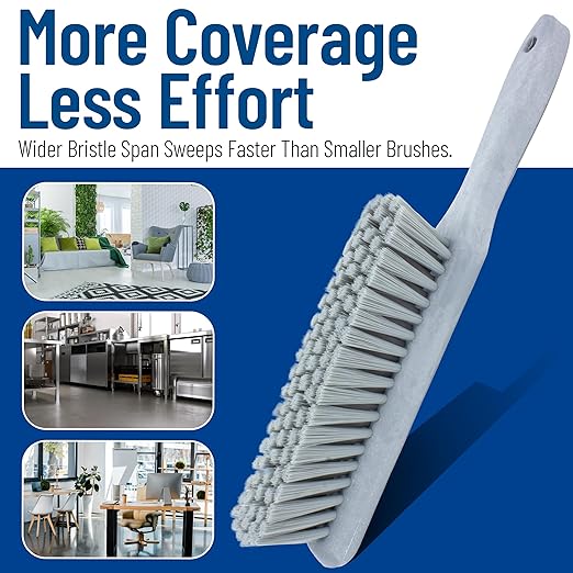 SPARTA 8 Inch Soft Counter Brush with Polyester Bristles and 5 Inch Handle, Color Coded Handheld Broom for Tables Countertops and Foodservice Surfaces, 13 Inch Overall Length, Gray, Pack of 6