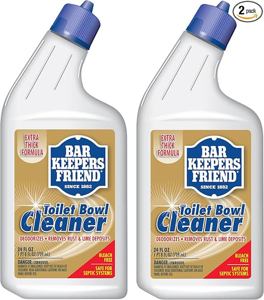 Bar Keepers Friend Toilet Bowl Cleaners (2 x 24 fl oz), Extra Thick & Fast-Acting Toilet & Bathroom Cleaner, Cleaning & Deodorizing, Removes Hard Water & Rust Stains, Grime & Odor, Bleach-Free
