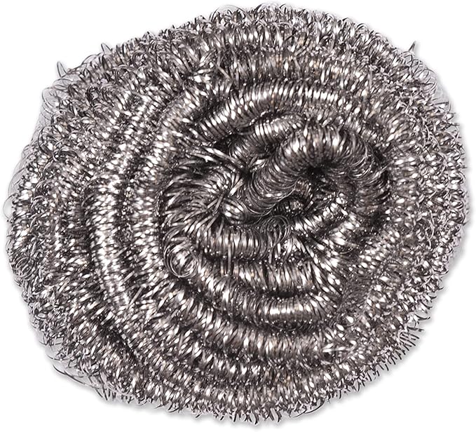 RSVP International Endurance Cleaning Collection Stainless Steel Scrubbies, Heat-Treated, Pressed & Curled, Long Lasting, Non-Rusting, Scrubber, 2 Piece