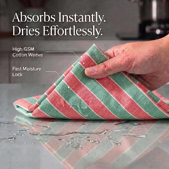 Urban Villa Kitchen Towels Set of 6 Christmas Kitchen Towels 20X30 Inches 100% Cotton Highly Absorbent Kitchen Towels Premium Quality Ultra Soft Mitered Corners KitchenTowels