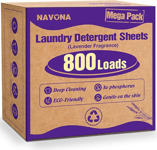 800 Loads Laundry Detergent Sheets, Eco-friendly Laundry Sheets, Powerful Cleaning, Suitable for Homes, Dorms, and Apartments - [Lavender Fragrance]