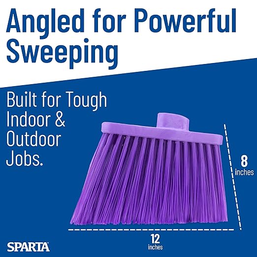 SPARTA Sweeper Broom – 12 Inch Angled Outdoor Broom Head with Durable Polypropylene Bristles, Standard Thread Compatible for Home Garage or Kitchen Cleaning, Purple