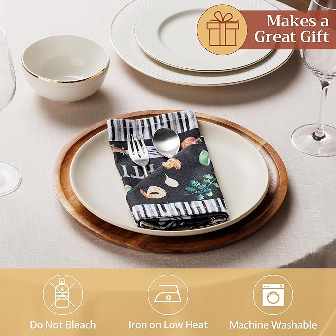 Maison d' Hermine 100% Cotton Cloth Napkins Set of 4 Everyday Reusable Square Napkins Cloth Washable Dinner Party Wedding Restaurant Hotel Kitchen Spring Summer (Just BBQ, 18" x 18")