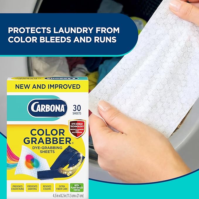 Carbona Color Grabber, Prevents Color Runs & Dye Transfer in Mixed Loads, Helps Prevent Graying, Revives Colors, Plant-Based Fibers