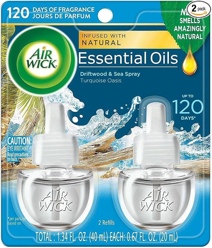 Air Wick Plug in Scented Oil Refill, 2ct, Turquoise Oasis, Essential Oils, Air Freshener