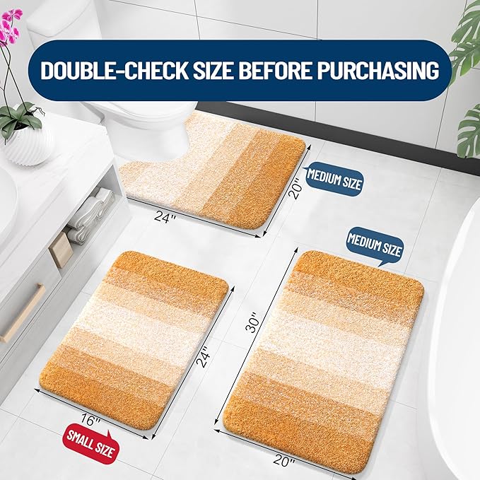 OLANLY Large Bathroom Rugs Mat 45x27, Extra Soft Absorbent Microfiber Bath Rugs, Rubber Backing, Quick Dry, Washable Bath Mats for Bathroom, Tub and Shower, Home Decor Accessories, Golden Yellow