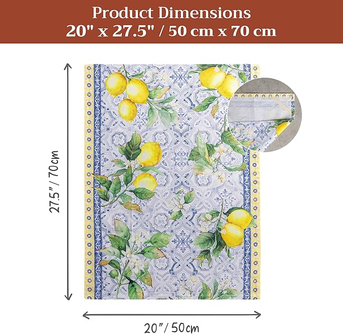 Maison d' Hermine Kitchen Towels Set of 3 100% Cotton 27.50" x 20" Reusable Cloth Tea Dish Towels Absorbent with Hanging Loop for Kitchen Farmhouse Hotel Spring Summer - Citrus