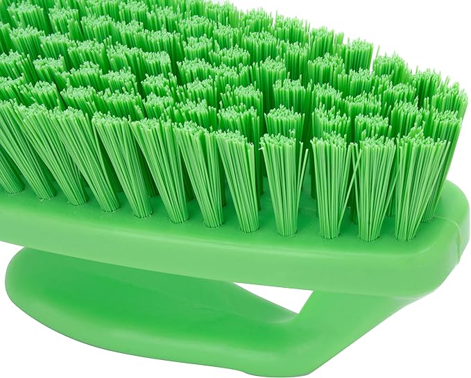 SPARTA Scrub Brush with Iron Shaped Handle and Stiff Bristles, Heavy Duty Scrubber Brush for Kitchen, Bathroom, Shower, Tile, Sink, Carpet and Bakepans, Polypropylene, 6 Inches, Lime