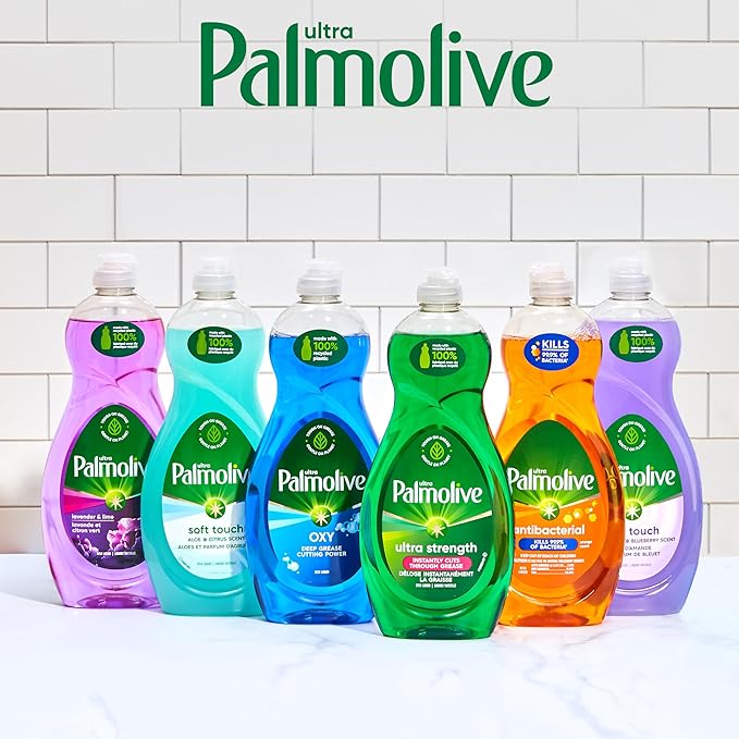 Palmolive Ultra Oxy Liquid Dish Soap, Deep Grease Cutting, No Soaking Needed, Powerful on Plastics, Dishwashing Liquid, 32.5 fl oz (Pack of 2)
