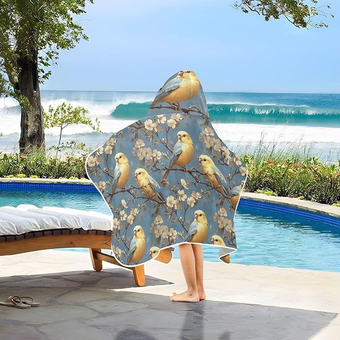 Beach Towel Beauty Budgerigar Neutral Hooded Kids Beach Towel Lightweight Toddler Bath Towel