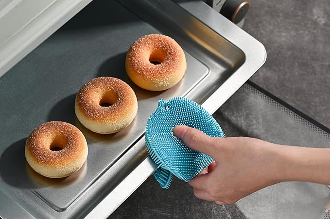 Fox Run Silicone Whale Dish Scrubber, 6" Multipurpose Kitchen Cleaning Brush